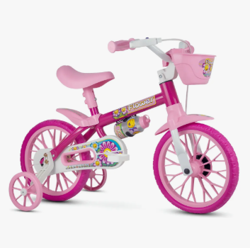 Bicicleta Infantil Menina Aro 12 Nathor Flower Rosa 2 4 Anos