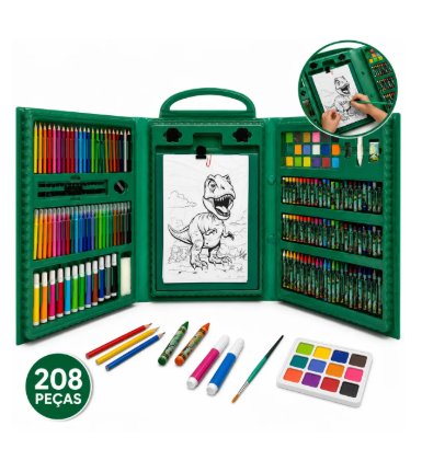 Maleta de Pintura Infantil Dinossauro 208 Peças